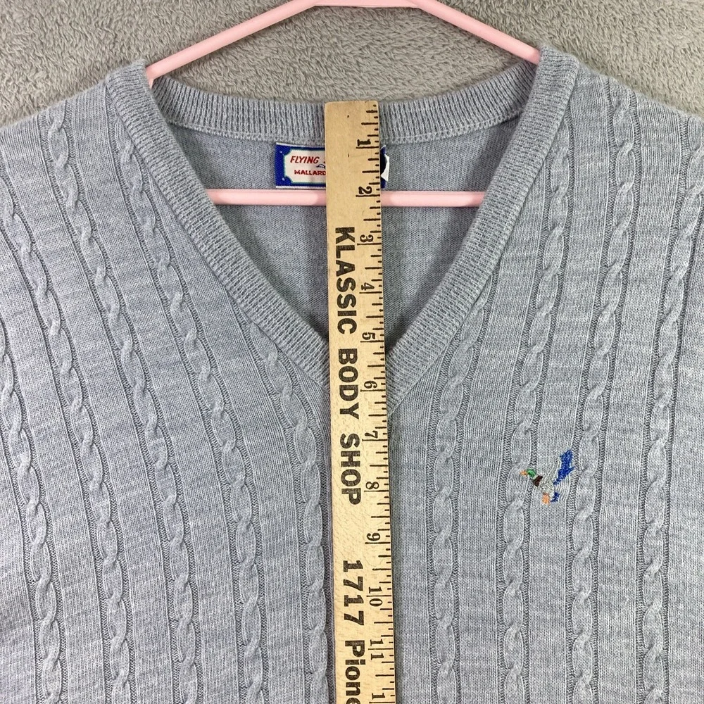Vtg Isley Sweater Adult Medium Gray Embroidered Duck V Neck Flying Scotsman USA - Picture 9 of 15